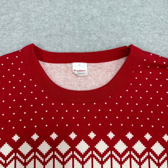 Hanna Andersson Pajama Top Adult Unisex L Red Heritage Fair Isle 59845 Organic - Picture 3 of 8